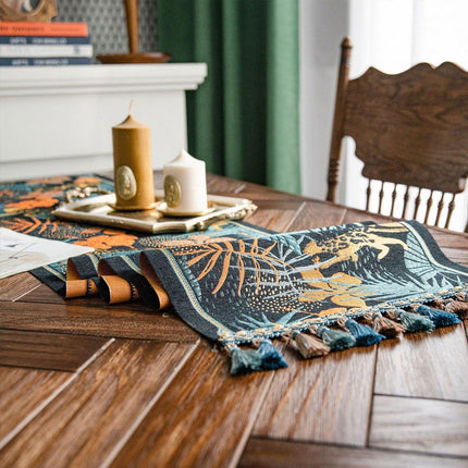Floral Tablecloth for Coffee Table Banana Leaf Pattern Dining Table Cover Decor