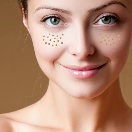 8Style Women Girl Face Gold Shine Body Temporary Tattoo Freckle Art Tattoo Paper - Aimall