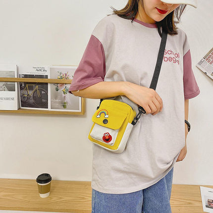 Sesame Street Crossbody Bag Canvas Cartoon Satchel Student Shoulder