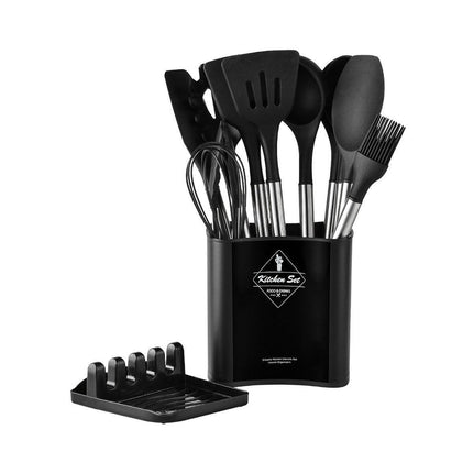 13PCS Silicone Kitchen Utensil Set Stainless Steel Handle Non-Stick Cooking Tool