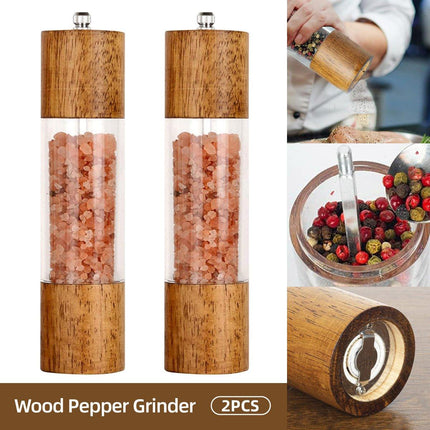 Wooden Pepper Grinder Handheld Salt Mill Spice Grinder Adjustable Kitchen Tool