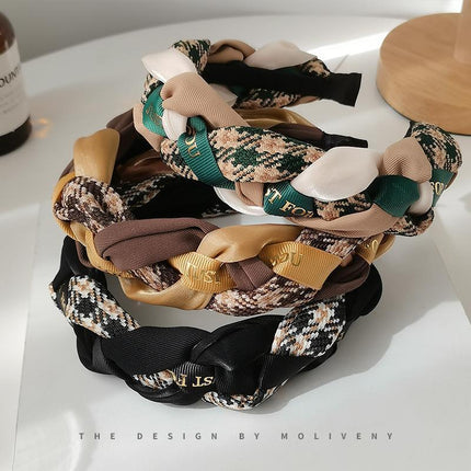 Women Retro Hair Hoop Fried Dough Twist Headband French College Style Hair Clip - Aimall