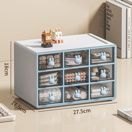 Transparent Rabbit Organizer Multi Compartment Desktop Storage Box Drawer Holder
