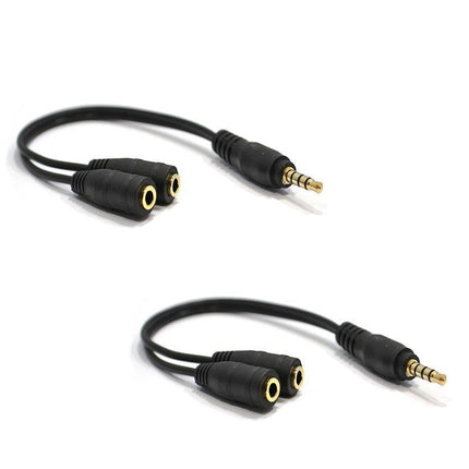 2 AUX Earphone Y Splitter 3.5mm Audio Cable Headphone Headset Auxiliary Adapter - Aimall