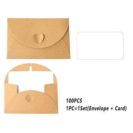 100pcs Vintage Kraft Wedding Envelopes Greeting Cards DIY Invitations Pack