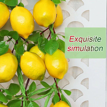2pcs Artificial Yellow Lemon Hanging Decorations Fake Fruit Home Decor Set