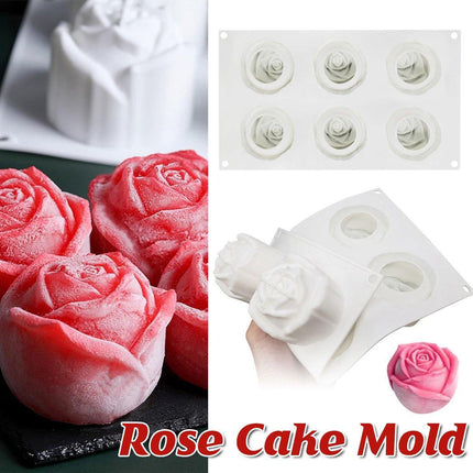 Valentines Day Rose Silicone Cake Mold 6 Cavity DIY Chocolate Baking Tool
