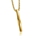 Gold Silver Black Rectangle Pendant Necklace Men Trendy Simple Stainless Chain - Aimall