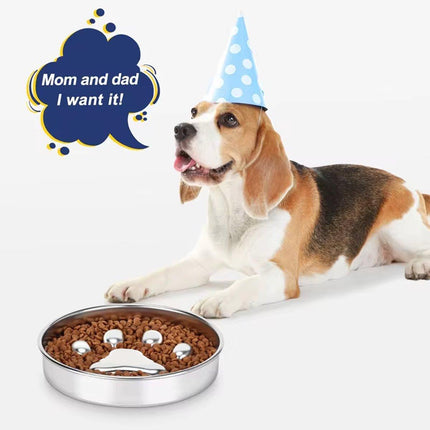 Cat Dog Pet Slow Food Bowl Feeding Dish for Cats Dogs Puppy Food Bowl