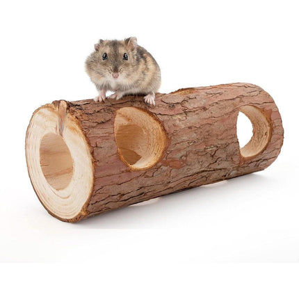Solid Wood Hamster Pipe Rabbit Chew Toy Tree Cylinder Cross Border Pet Supplies