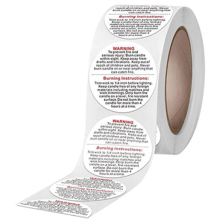 500PCS/Roll Candle Safety Warning Label Candle Jar Stickers Round Wax Melting - Aimall
