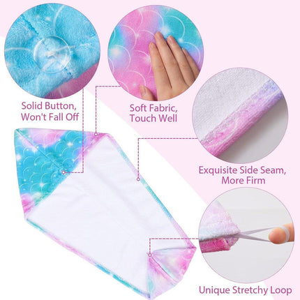 2PCS Mermaid Microfiber Hair Drying Cap Quick-Dry Soft Shower Hat