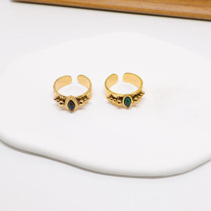Natural Stone Ring Women Adjustable Boho Gemstone Fashion Jewelry Gift