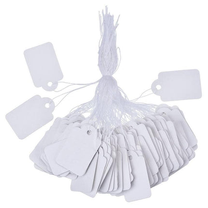500PCS White Strung Tags Labels Retail Luggage Jewelry price tags with string - Aimall