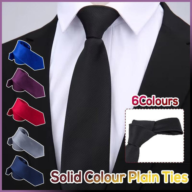 Men's Skinny Tie Fashion Solid Plain Satin Formal Wedding Casual Necktie Ties - Aimall