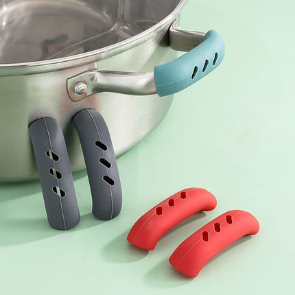 2pcs Silicone Pan Handle Covers Heat Resistant Anti-Ironing Wok Ear Insulated