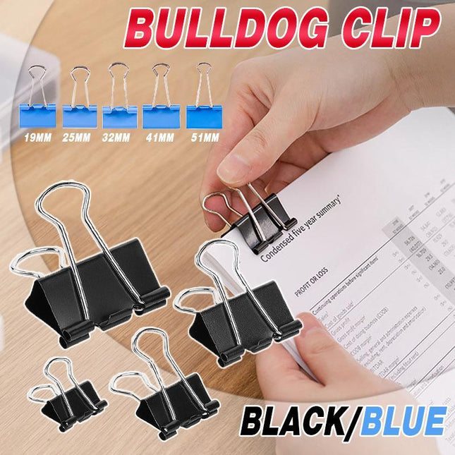 20PCS Black Bulldog Foldback Clips Document Paper Clamps Multiple sizes - Aimall
