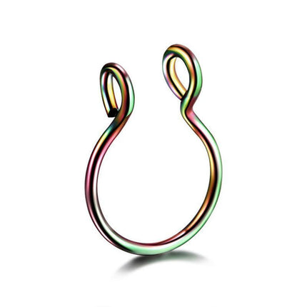 0.8MM High Quality Thin Septum Fake Nose Clip Ring Stud No Piercing 5Colours 0.8*8MM - Aimall