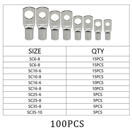 240Pcs 4WD Cable Lug Ring Battery Copper Tube Connector Kits Terminal Crimper - Aimall