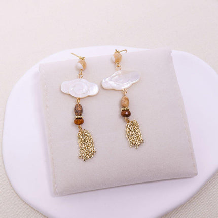 Mother of Pearl Tassel Earrings Auspicious Clouds Fashion Jewellery Women