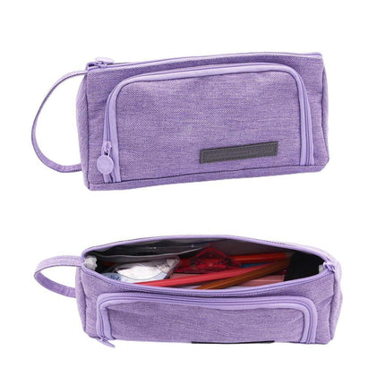 Large Capacity Student Canvas Pencil Case Pencil Bag Multi-functional Cute - Aimall