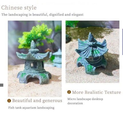 Chinese Fish Tank Decoration Hexagonal Pavilion Aquascape Ornament for Aquarium
