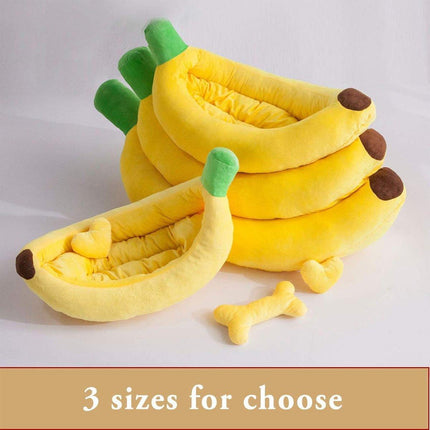 Cute Banana Shape Pet Bed Winter Warm Dog Cat Kennel Cozy Pet Cartoon Bed Mat