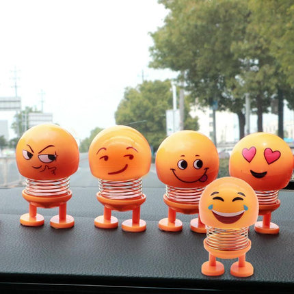 Emoji Car Expression Decoration Shaking Head Auto Cartoon Ornament Spring Swing - Aimall