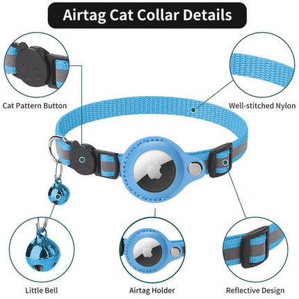 For Apple AirTag Cat Dog Collar Reflective Pet Collar Case Air Tag GPS Anti-lost - Aimall