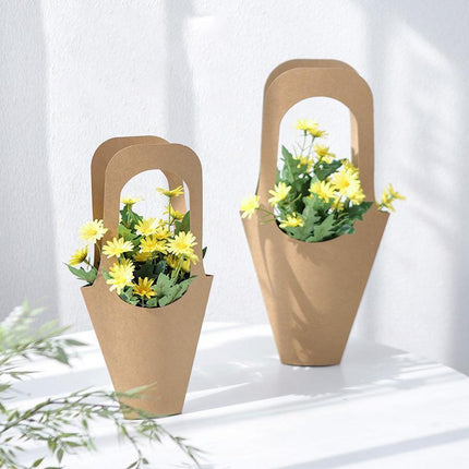 40pcs Kraft Paper Bouquet Bags Handheld Gift Valentine's Day Flower Packaging