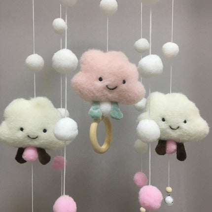 Felt Ball Cloud Mobile Hanging Bed Bell Wind Chime for Nursery or Room Decor