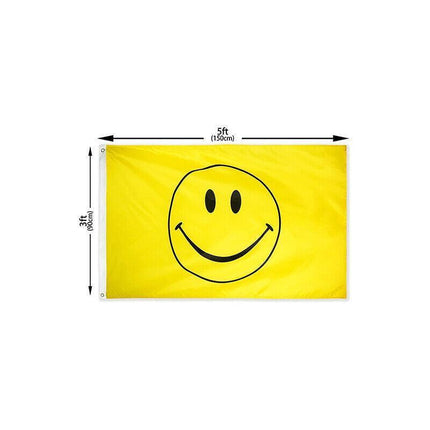 Large Yellow Smiley Face Flag Heavy Duty Outdoor Happy 90 X 150 CM - 3ft x 5ft - Aimall