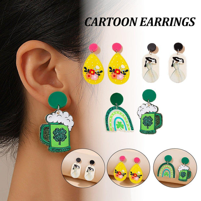 Coloured Geometric Acrylic Stud Earrings Trendy Fashion Jewelry Accessories