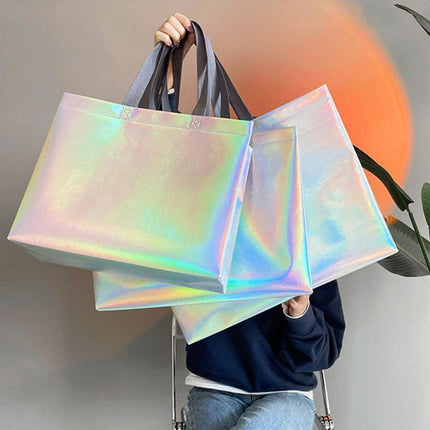 25pcs Laser Color Changing Tote Bags Shopping Gift Bags for Parties and Events