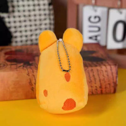 Cute Cartoon Plush Cheese Dog Doll Keychain Hanging Ornaments Bag Decoration - Aimall