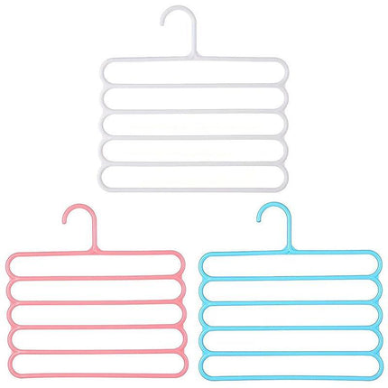 5pcs 5 Tier Trouser Rack Multifunctional Hanging Wardrobe Scarf Tie Hanger Set