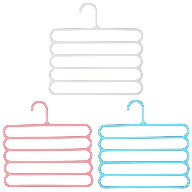 5pcs 5 Tier Trouser Rack Multifunctional Hanging Wardrobe Scarf Tie Hanger Set