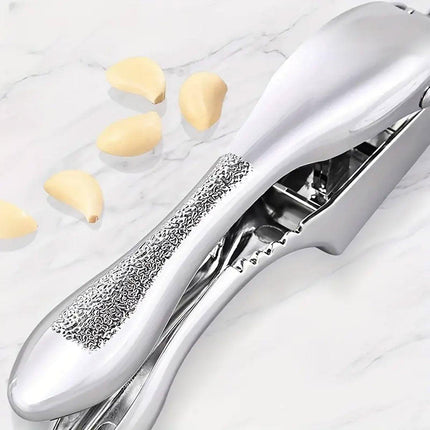 Multifunctional Garlic Press Aluminum Alloy Two-in-One Garlic Cutter Masher Tool