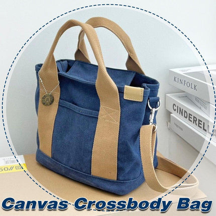 Womens Canvas Handbag Multi-layer Lightweight Crossbody Bag for Work Mommy