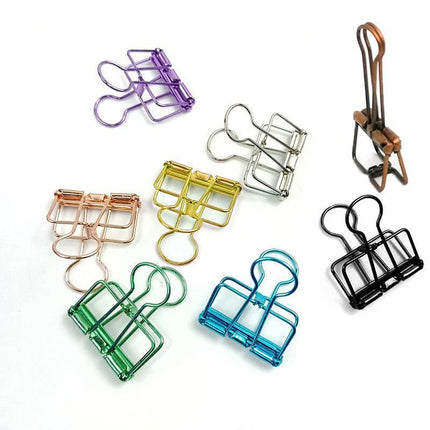 Solid Color Hollow Out Swallowtail Metal Binder Bookmark Clips Office Supplies - Aimall