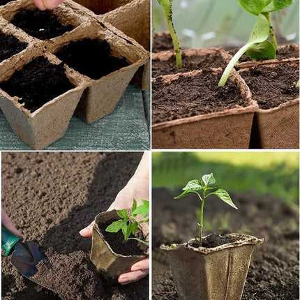 100X Biodegradable Paper Seedling Pots Square Planting Cups Pot