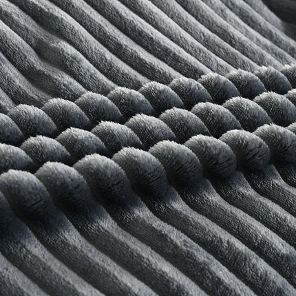Grey Flannel Stripe Blanket Nap Lounge Throw For Sofa Cover Warm Bed Blanket