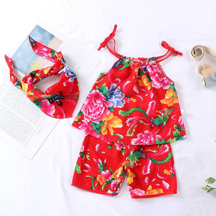 Children Cotton Summer Pajamas Set Short Sleeve Pants Boys Girls Colourful