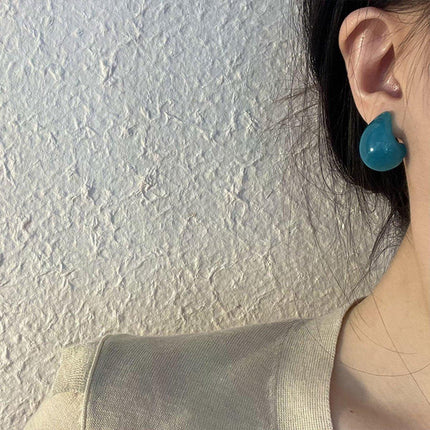 Retro Blue Oil Drop Earrings Stylish Elegant Fashion Women Jewelry Earrings