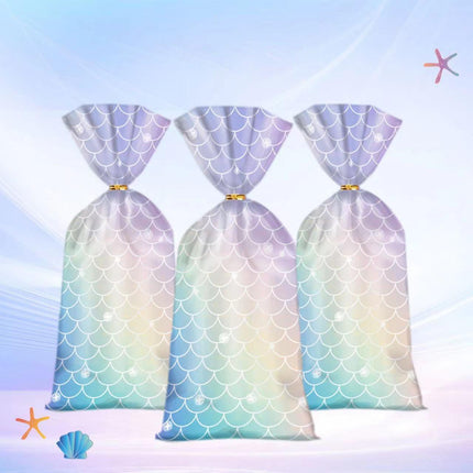150pcs Mermaid Candy Bags for Kids Birthday Party Christmas Gift Packaging