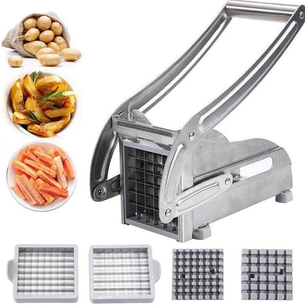 Chip Potato Chipper Maker French Fries Dicer Slicer Chopper Cutter + 2 Blades - Aimall