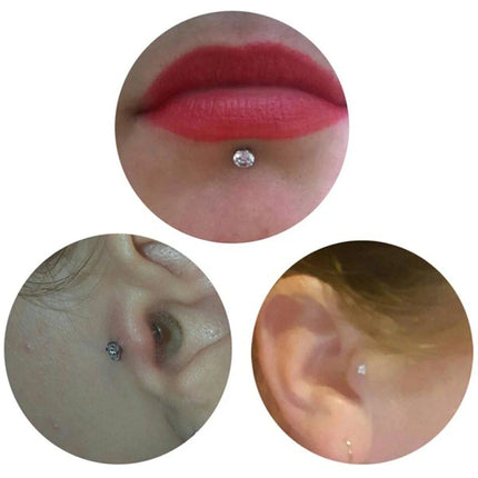 Stainless Steel Four Claw Zirconia Lip Stud Earrings Hypoallergenic Body Jewelry