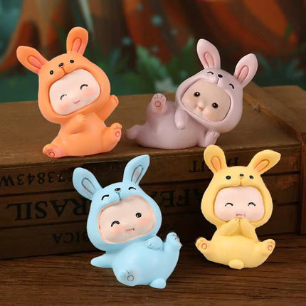 Rabbit Animal Figure Toys Ornament Car Console Dashboard Decor Car Home Room - Aimall