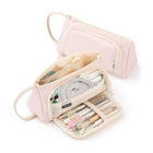 Large Capacity Twill Pencil Bag Multi Layer Stationery Storage Simple Colour