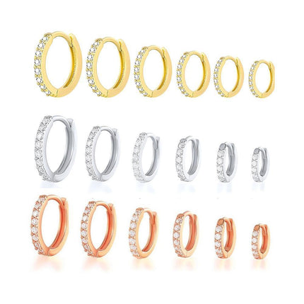 7sizes Hoop Earring Silver Zirconia Ear Huggie Hoop Cartilage Piercing Jewellery - Aimall